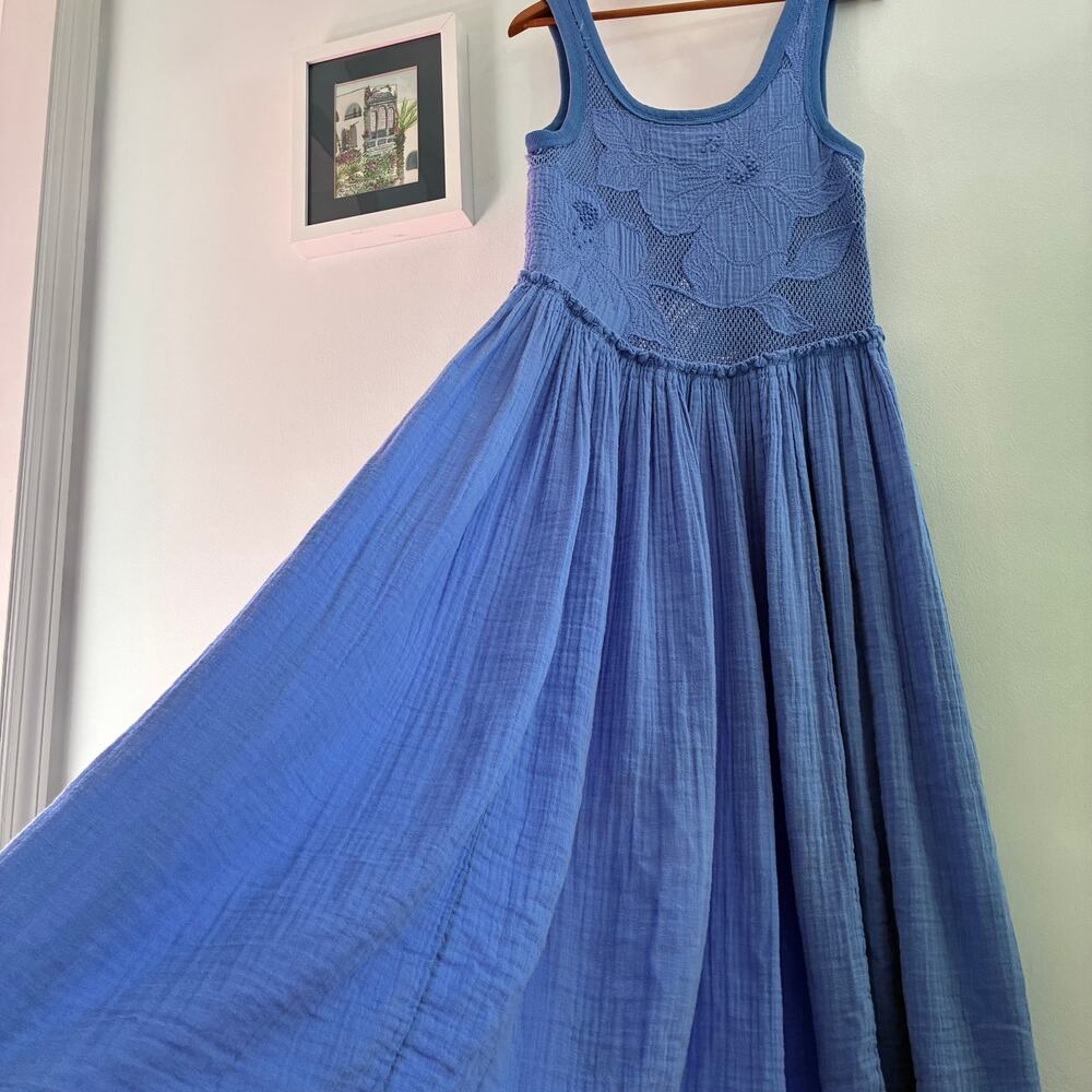Free People Pearl Flowy Maxi Mesh Dress Small Boho Cottagecore- NWOT - Picture 7 of 16